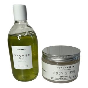 Soap Cherie Set -New Sealed- Magnolia Scent  Shower Oil & Body Scrub